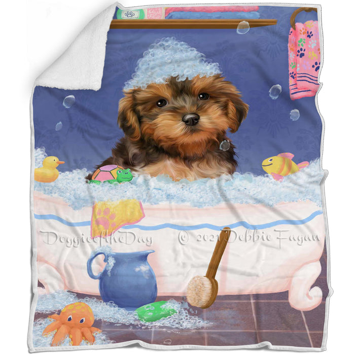 Rub A Dub Dog In A Tub Yorkipoo Dog Blanket BLNKT143194