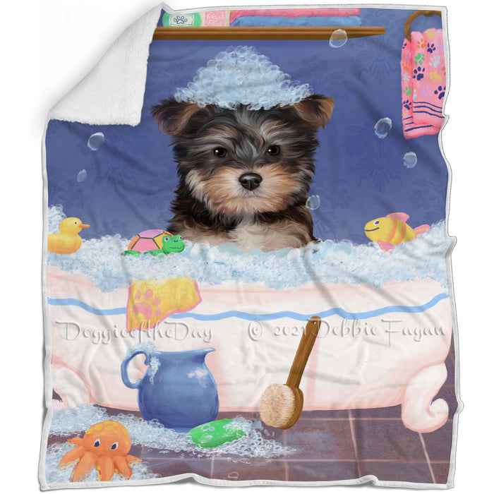 Rub A Dub Dog In A Tub Yorkipoo Dog Blanket BLNKT143195