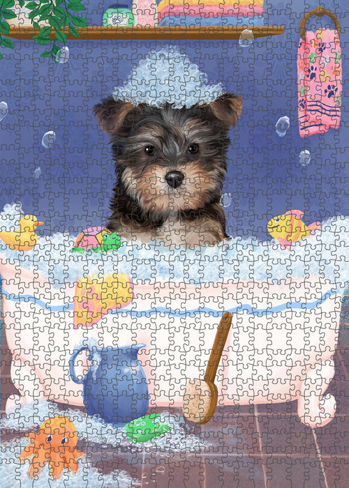 Rub A Dub Dog In A Tub Yorkipoo Dog Portrait Jigsaw Puzzle for Adults Animal Interlocking Puzzle Game Unique Gift for Dog Lover's with Metal Tin Box PZL392
