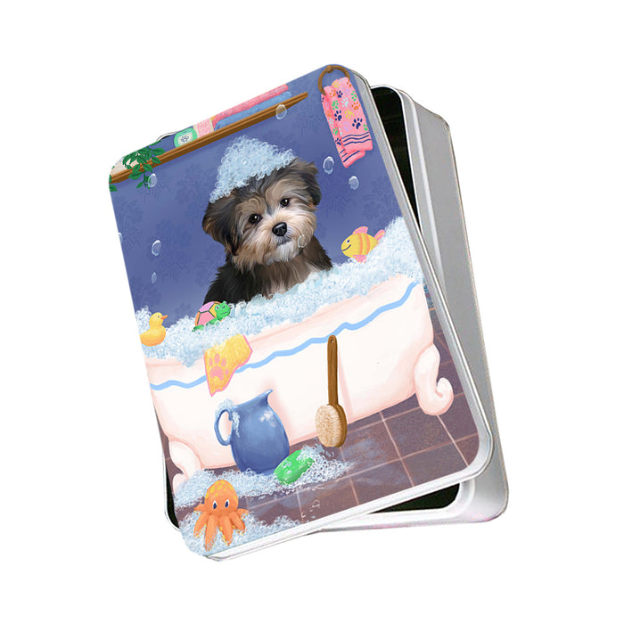 Rub A Dub Dog In A Tub Yorkipoo Dog Photo Storage Tin PITN57424