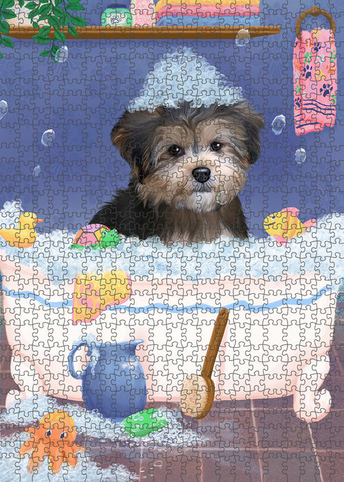 Rub A Dub Dog In A Tub Yorkipoo Dog Portrait Jigsaw Puzzle for Adults Animal Interlocking Puzzle Game Unique Gift for Dog Lover's with Metal Tin Box PZL393