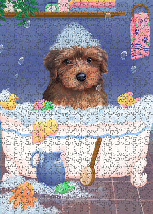 Rub A Dub Dog In A Tub Yorkipoo Dog Portrait Jigsaw Puzzle for Adults Animal Interlocking Puzzle Game Unique Gift for Dog Lover's with Metal Tin Box PZL394