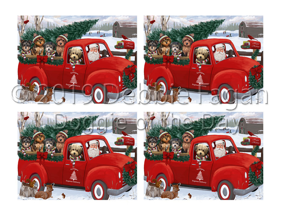 Christmas Santa Express Delivery Red Truck Yorkipoo Dogs Placemat