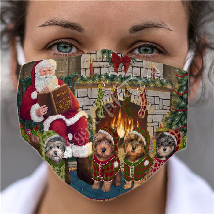 Christmas Cozy Holiday Fire Tails Yorkipoo Dogs Face Mask FM48684