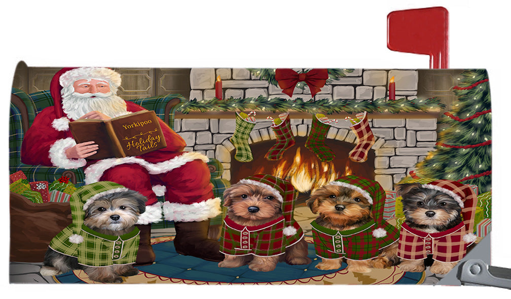 Christmas Cozy Holiday Fire Tails Yorkipoo Dogs 6.5 x 19 Inches Magnetic Mailbox Cover Post Box Cover Wraps Garden Yard Décor MBC48948