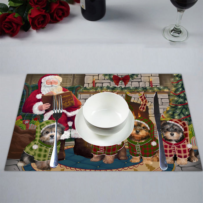 Christmas Cozy Holiday Fire Tails Yorkipoo Dogs Placemat