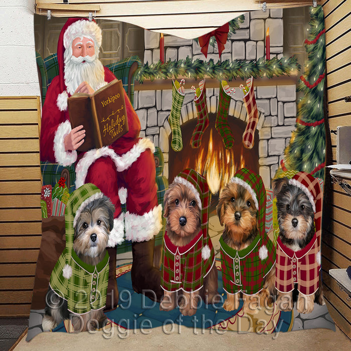 Christmas Cozy Holiday Fire Tails Yorkipoo Dogs Quilt