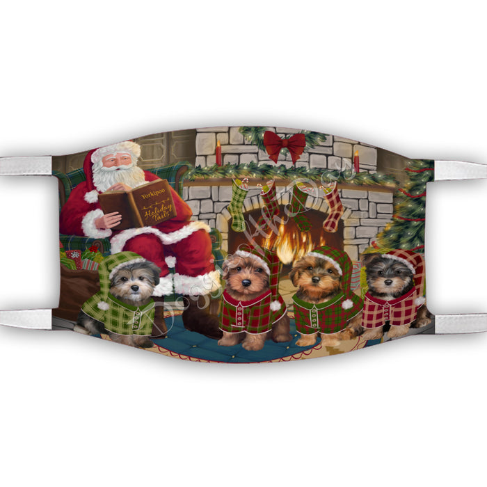 Christmas Cozy Holiday Fire Tails Yorkipoo Dogs Face Mask FM48684