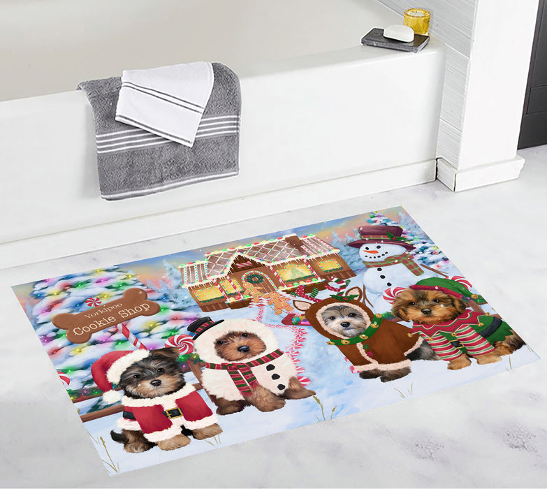 Holiday Gingerbread Cookie Yorkipoo Dogs Bath Mat