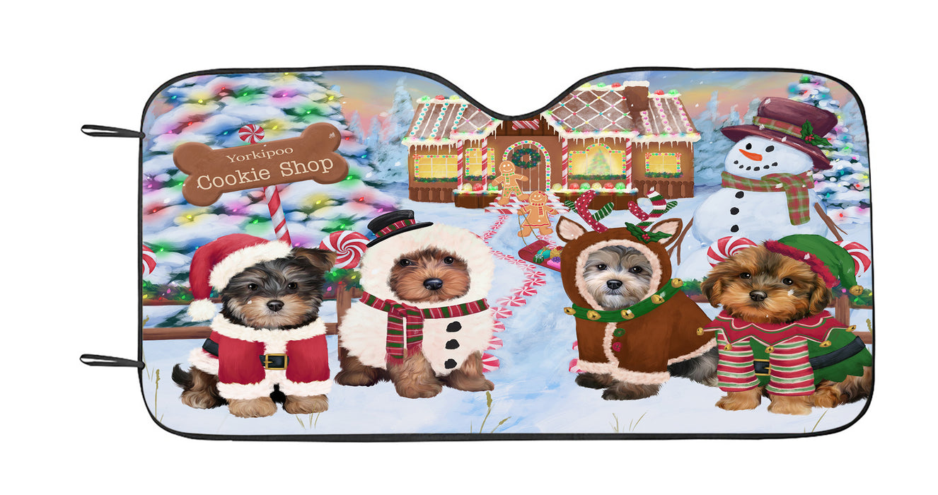 Holiday Gingerbread Cookie Yorkipoo Dogs Car Sun Shade