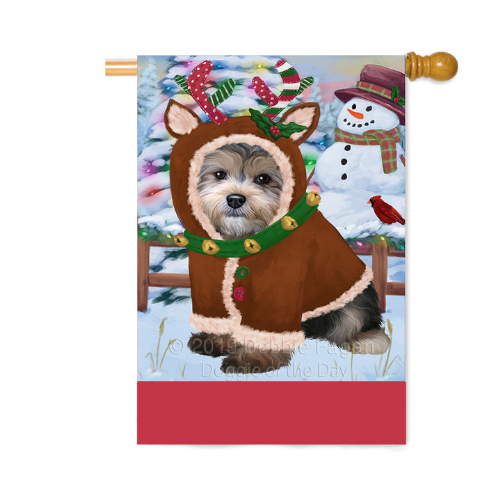 Personalized Gingerbread Candyfest Yorkipoo Dog Custom House Flag FLG64018