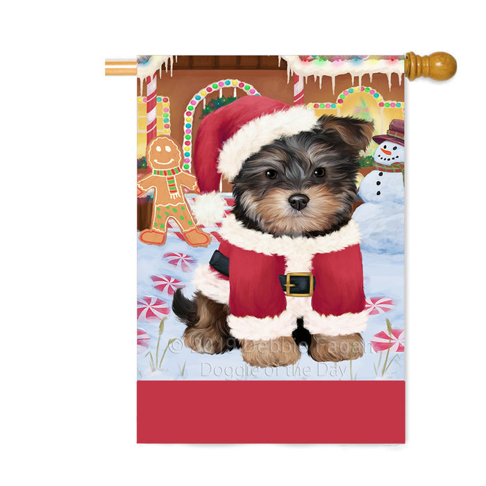 Personalized Gingerbread Candyfest Yorkipoo Dog Custom House Flag FLG64019