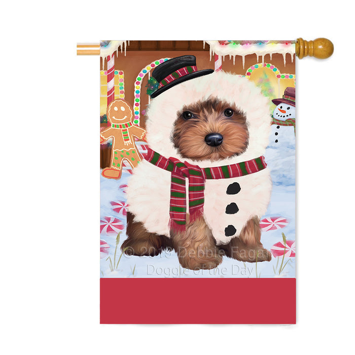 Personalized Gingerbread Candyfest Yorkipoo Dog Custom House Flag FLG64020