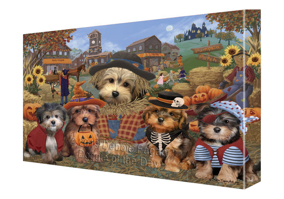 Halloween 'Round Town Yorkipoo Dogs Canvas Print Wall Art Décor CVS144125