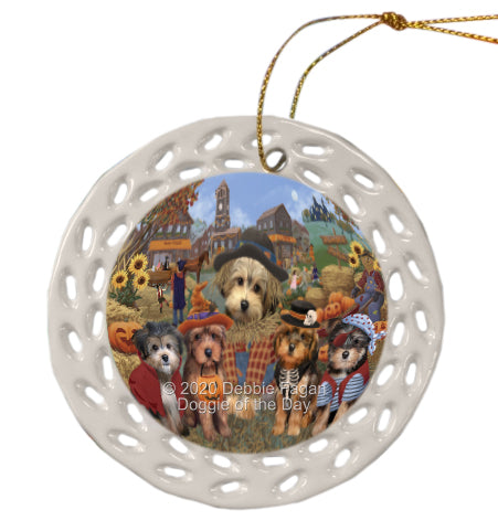 Halloween 'Round Town Yorkipoo Dogs Doily Ornament DPOR58082
