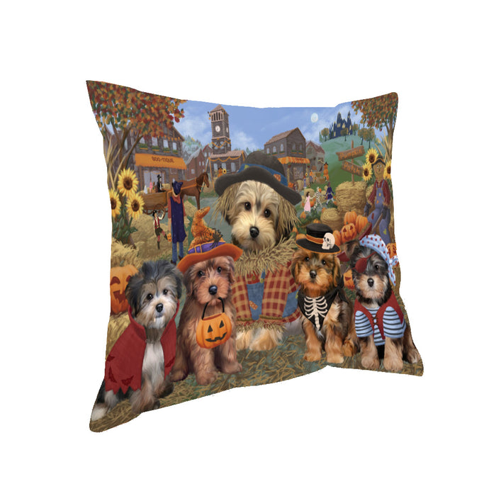 Halloween 'Round Town Yorkipoo Dogs Pillow PIL85224