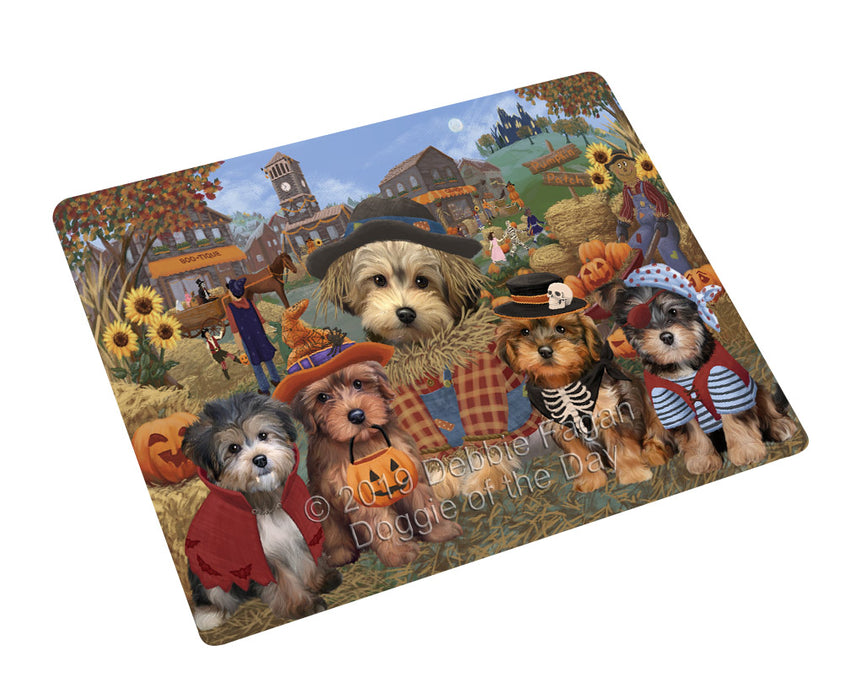 Halloween 'Round Town Yorkipoo Dogs Cutting Board - For Kitchen - Scratch & Stain Resistant - Designed To Stay In Place - Easy To Clean By Hand - Perfect for Chopping Meats, Vegetables