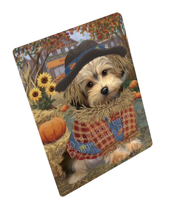 Fall Pumpkin Scarecrow Yorkipoo Dogs Cutting Board - For Kitchen - Scratch & Stain Resistant - Designed To Stay In Place - Easy To Clean By Hand - Perfect for Chopping Meats, Vegetables