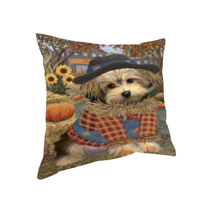 Fall Pumpkin Scarecrow Wire Fox Terrier Dogs Pillow PIL85464 (18x18)