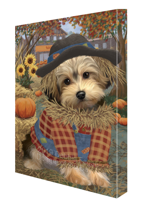 Fall Pumpkin Scarecrow Yorkipoo Dogs Canvas Print Wall Art Décor CVS144674