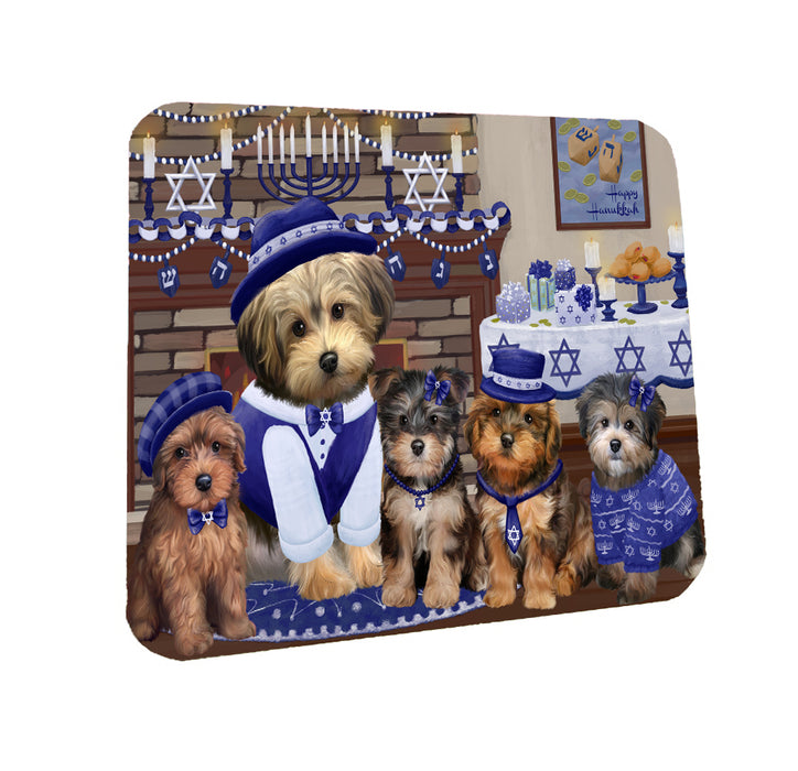 Happy Hanukkah Family Yorkipoo Dogs Coasters Set of 4 CSTA57892