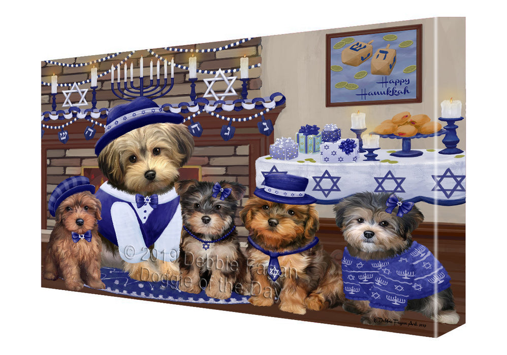Happy Hanukkah Family Yorkipoo Dogs Canvas Print Wall Art Décor CVS144395