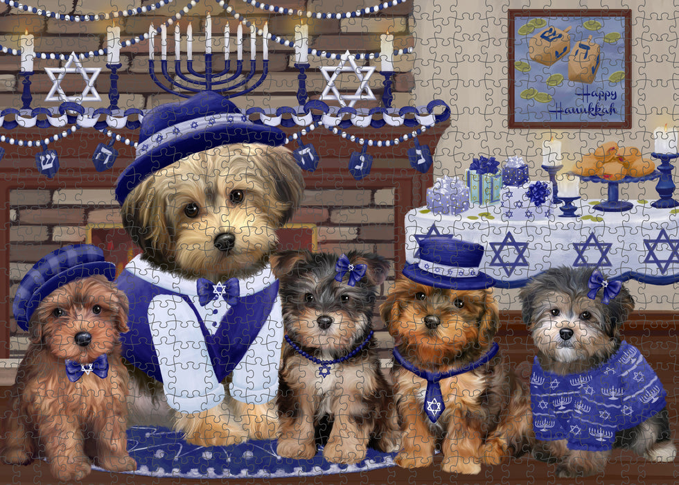 Happy Hanukkah Family Yorkipoo Dogs Puzzle with Photo Tin PUZL98960