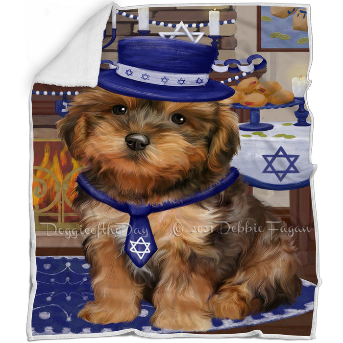 Happy Hanukkah Yorkipoo Dog Blanket BLNKT144078