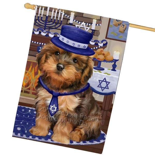 Happy Hanukkah Yorkipoo Dog House Flag FLG66021