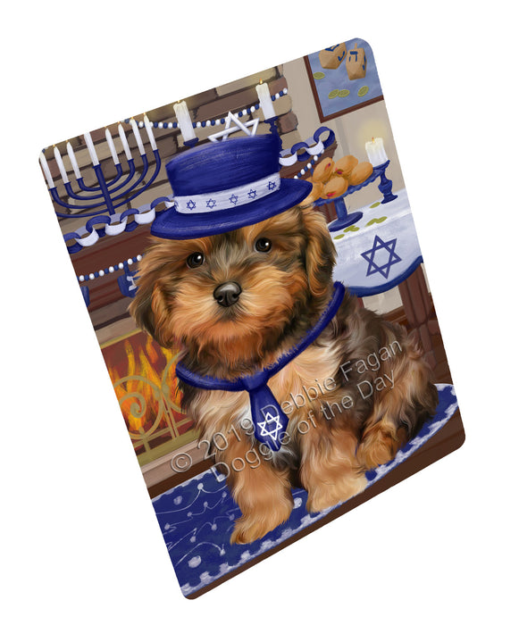 Happy Hanukkah Yorkipoo Dog Cutting Board - For Kitchen - Scratch & Stain Resistant - Designed To Stay In Place - Easy To Clean By Hand - Perfect for Chopping Meats, Vegetables