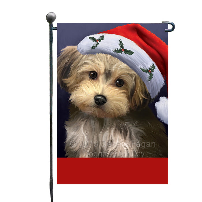 Personalized Christmas Holidays Yorkipoo Dog Wearing Santa Hat Portrait Head Custom Garden Flags GFLG-DOTD-A59870