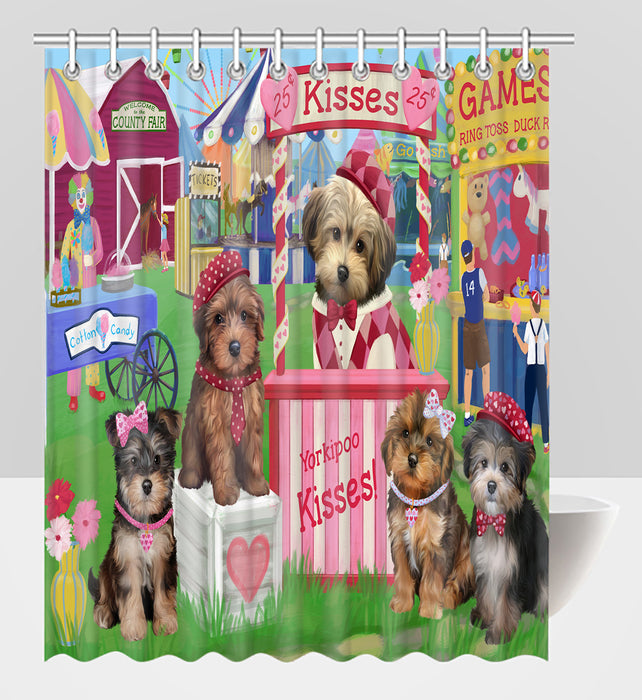 Carnival Kissing Booth Yorkipoo Dogs Shower Curtain
