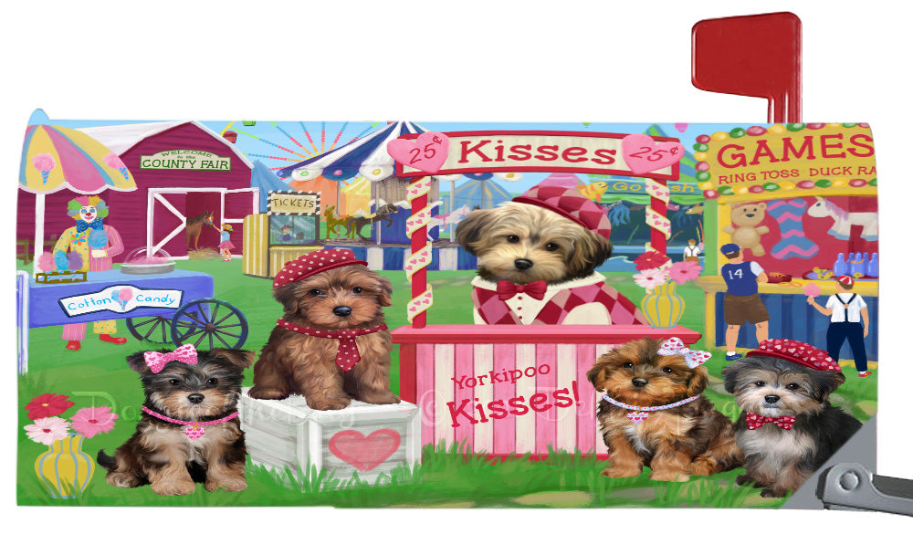 Carnival Kissing Booth Yorkipoo Dogs Magnetic Mailbox Cover Both Sides Pet Theme Printed Decorative Letter Box Wrap Case Postbox Thick Magnetic Vinyl Material