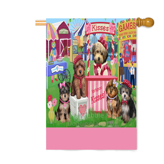 Personalized Carnival Kissing Booth Yorkipoo Dogs Custom House Flag FLG63655