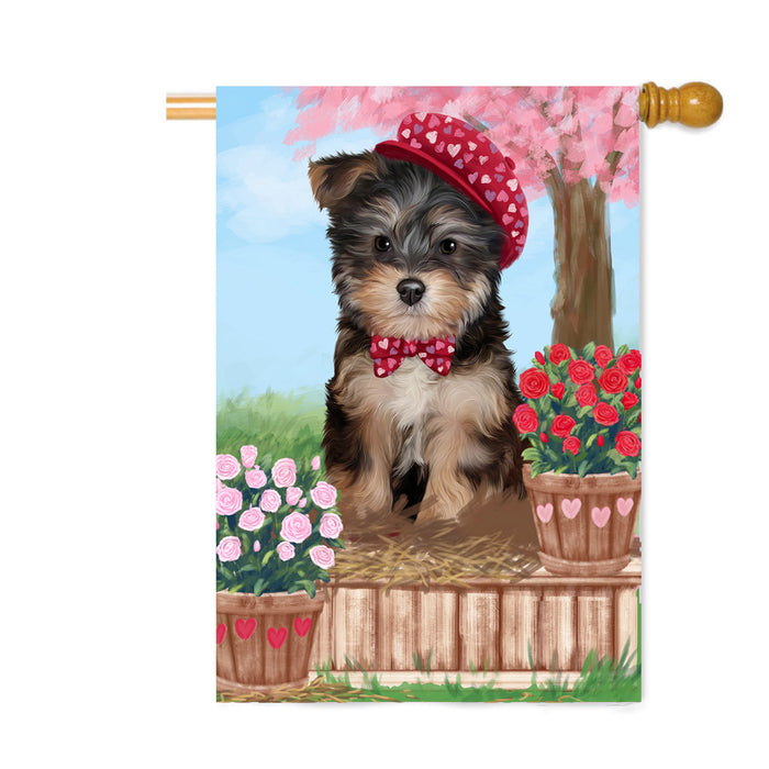 Personalized Rosie 25 Cent Kisses Yorkipoo Dog Custom House Flag FLG64980
