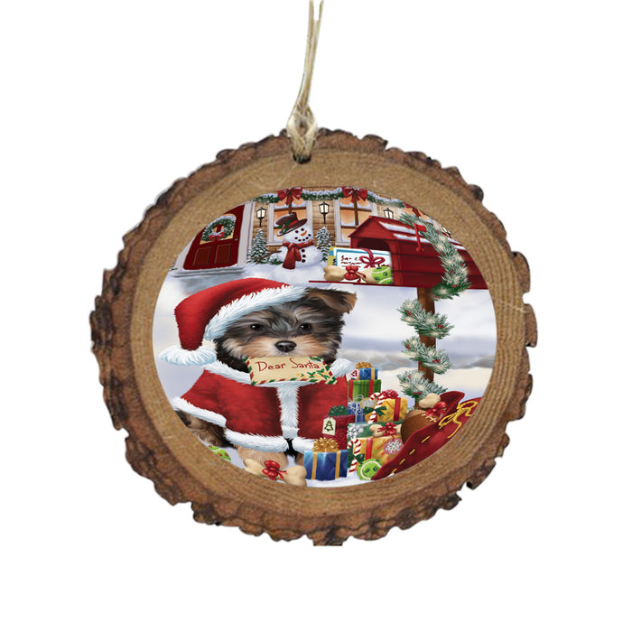 Yorkipoo Dog Dear Santa Letter Christmas Holiday Mailbox Wooden Christmas Ornament WOR49101