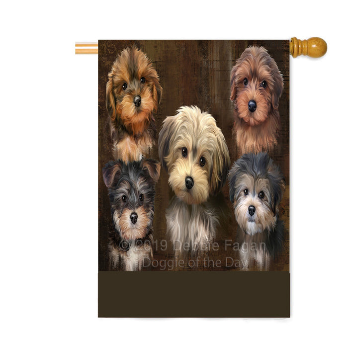 Personalized Rustic 5 Yorkipoo Dogs Custom House Flag FLG-DOTD-A62636