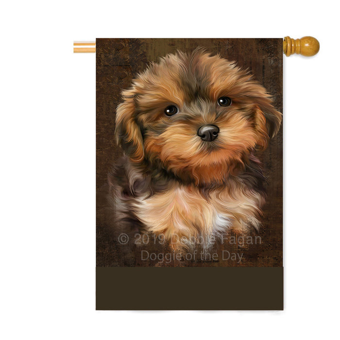 Personalized Rustic Yorkipoo Dog Custom House Flag FLG64750