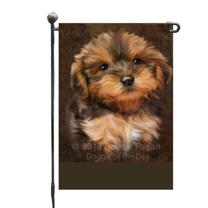 Personalized Rustic Yorkipoo Dog Custom Garden Flag GFLG63673