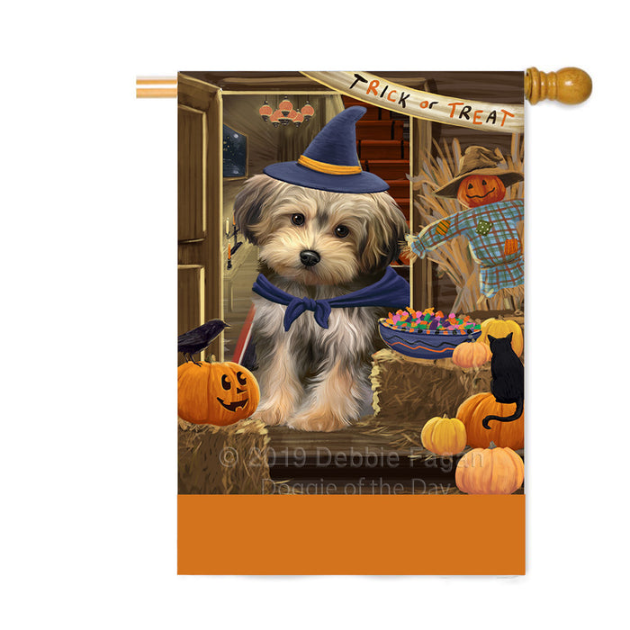 Personalized Enter at Own Risk Trick or Treat Halloween Yorkipoo Dog Custom House Flag FLG-DOTD-A59834