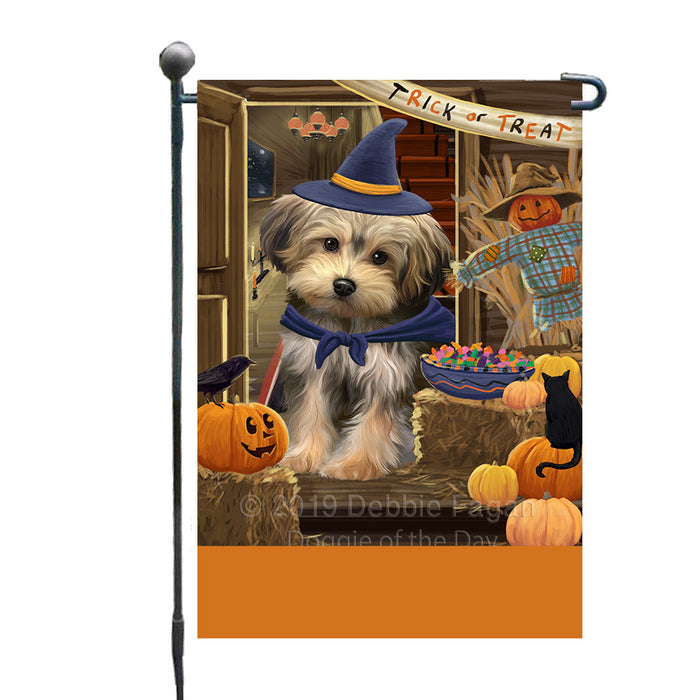Personalized Enter at Own Risk Trick or Treat Halloween Yorkipoo Dog Custom Garden Flags GFLG-DOTD-A59778