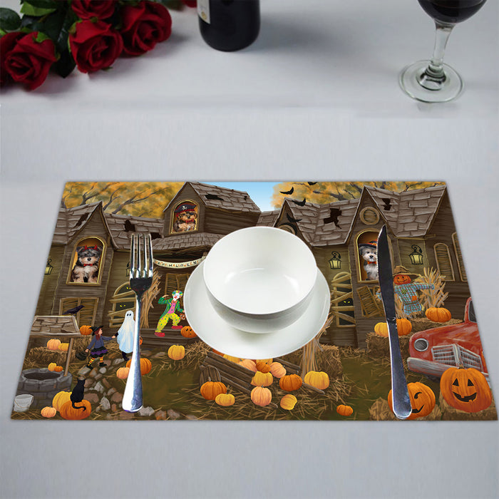 Haunted House Halloween Trick or Treat Yorkipoo Dogs Placemat