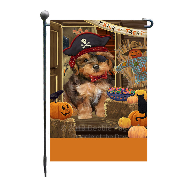Personalized Enter at Own Risk Trick or Treat Halloween Yorkipoo Dog Custom Garden Flags GFLG-DOTD-A59780