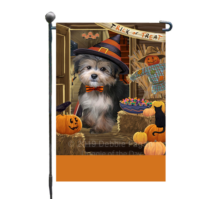 Personalized Enter at Own Risk Trick or Treat Halloween Yorkipoo Dog Custom Garden Flags GFLG-DOTD-A59782