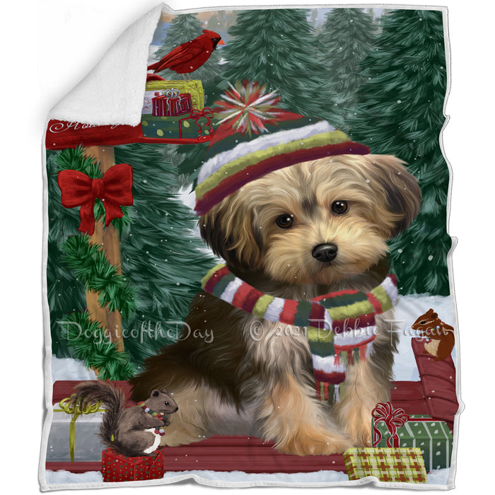 Merry Christmas Woodland Sled Yorkipoo Dog Blanket BLNKT115104