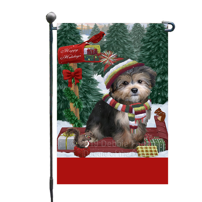 Personalized Merry Christmas Woodland Sled  Yorkipoo Dog Custom Garden Flags GFLG-DOTD-A61736