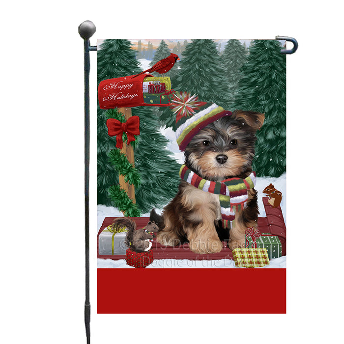 Personalized Merry Christmas Woodland Sled  Yorkipoo Dog Custom Garden Flags GFLG-DOTD-A61733