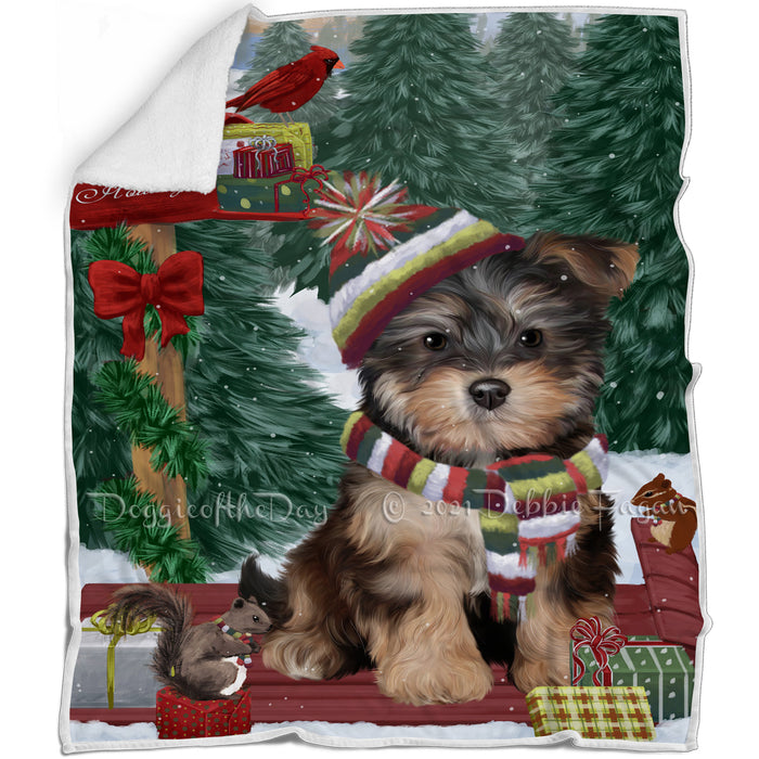 Merry Christmas Woodland Sled Yorkipoo Dog Blanket BLNKT115113