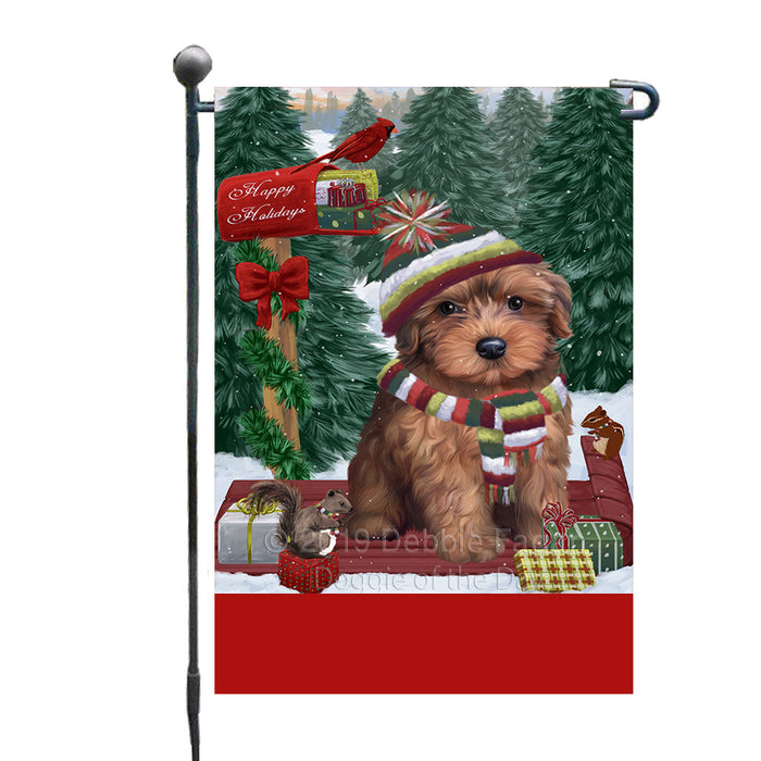 Personalized Merry Christmas Woodland Sled  Yorkipoo Dog Custom Garden Flags GFLG-DOTD-A61735