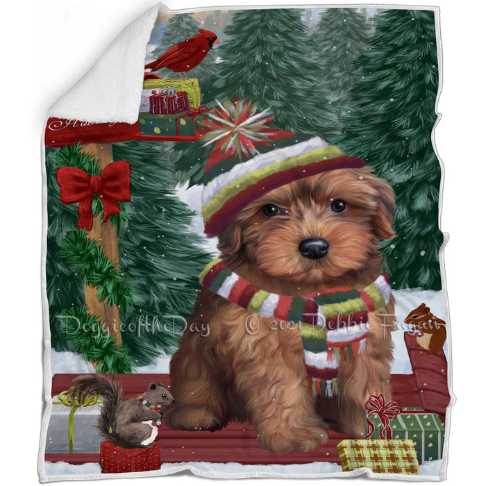 Merry Christmas Woodland Sled Yorkipoo Dog Blanket BLNKT115131